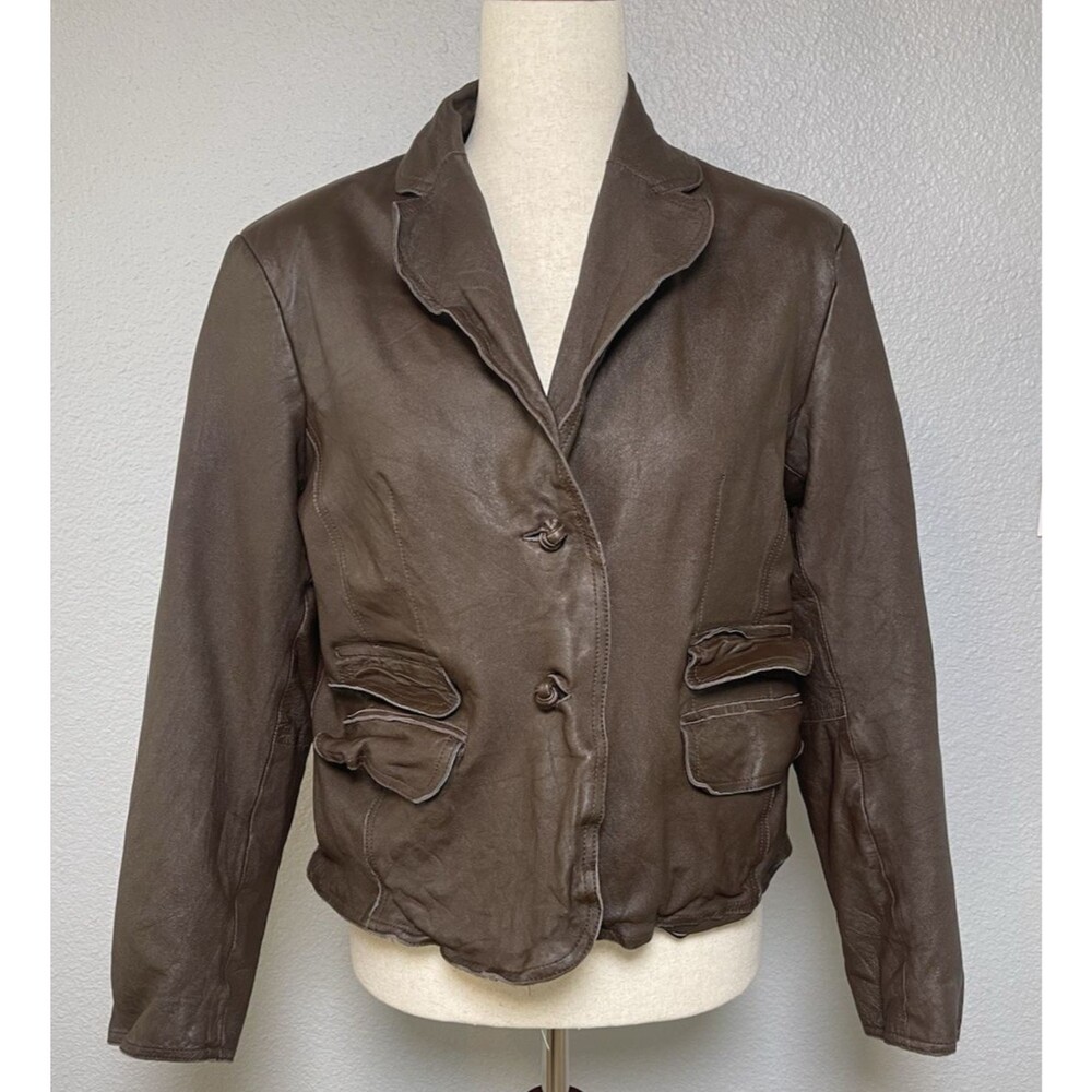pamela mccoy crop leather jacket Large feminine party quality stylish city glam